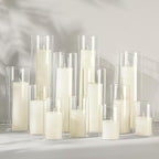 Shihanee 6 Glass Cylinder Vase Pillar Candle,Ivory，Clear,Set of 60 - Image 3