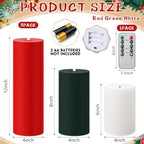 Retisee 3 Pcs 6/8/12" Christmas Flameless LED Candles Decorations for Home - Image 2