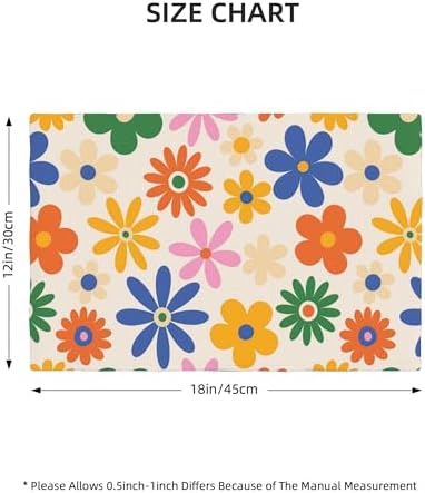 70s Placemats Set of 6, Boho Botanical Floral, Kitchen Decor Dinner Indoor Vintage Hippie Chic Table Runner, 12x18 Inches - Image 2