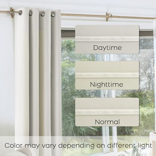 KOUFALL Small Window Curtains 45 Inch Length for Kitchen,2 Panels Set Blackout Grommet Short Room Darkening Shades Blinds for Bedroom Windows Nursery,60 Wide,Cream Off White Ivory Beige - Image 5