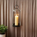 16" High Versatile Modern Metal Hurricane Lantern with Handmade Sturdy Glass Dome in Black for Pillar Candle & Plants, Industrial, Farmhouse, Shabby Chic (Black, 6.3:x16.5) - Image 5