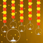 5 Pcs Marigold Garland 4 Ft Lotus Candle Holder Diwali Pooja by Tianxunewtig