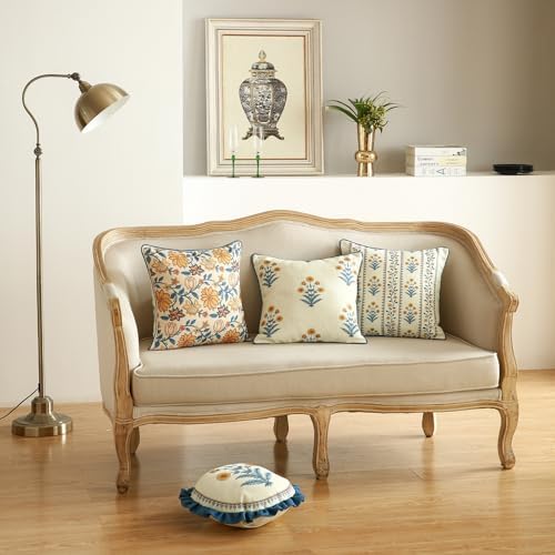 ISAENNE Linen Round Throw Pillow Cover,Set of 2,Diameter 16"-Estevan D - Image 5