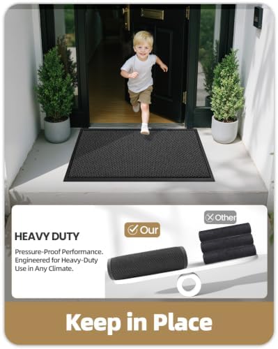 Color&Geometry Outside Welcome Front Door Mat, 24"x36" Black Grey - Image 6