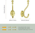AVICCI 5 Pack Coat Hooks Brushed Gold Coat Hook,Heavy Duty Hooks Decorative Wall Hooks for Bathroom Bedroom Kitchen Towel Robe Clothes Cabinet Closet Bathroom Hardware - Image 2