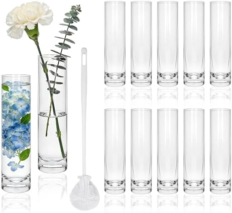 7.48 inch Tall Vases for Flowers,12PCS Glass Cylinder Vase,Bud Vase by Brajttt