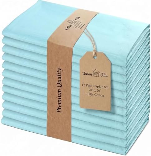 Urban Villa Cloth Napkins Cotton 20x20 (Set of 12) Aqua by CottonTrends