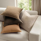MIULEE Neutral Brown Linen Decorative Pillow Covers 16x16 Inch Pack of 4 - Image 2