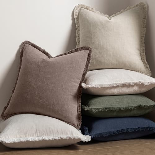 MIULEE Linen Decorative Fall Euro Throw Pillow Covers Malt Ball 26x26 - Image 5