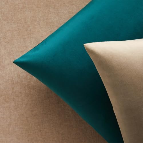 JUSPURBET 28x28 Euro Velvet Throw Pillow Covers Set of 2,Stone - Image 5
