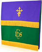 GraduatePro Set of 3 Reversible Parament Set Light Green Purple with Embroidered Cross IHS - Image 4