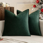 MIULEE Decorative Army Green Velvet Euro Sham Throw Pillow Covers 26x26 in by MIULEE