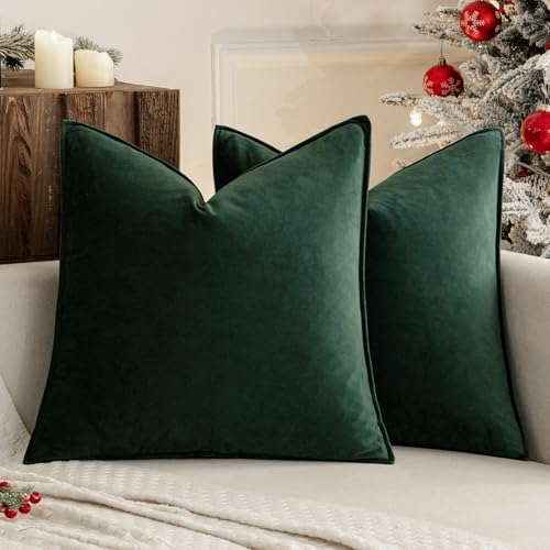 MIULEE Decorative Army Green Velvet Throw Pillow Covers for Couch 22x22 in by MIULEE