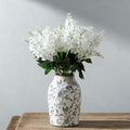 SIDUCAL Ceramic Vintage Vase, 7 Inch Retro Ice Cracked Chinoiserie Floral Vase, Rustic Farmhouse Vases for Home Decor, Bookshelf, Office, Garden, Chinoiserie Decor, Tuscan Decor, Gray Floral Pattern by SIDUCAL