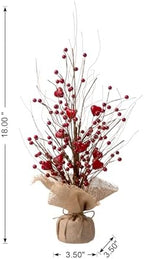 Glitzhome Valentine Artificial Berry Heart Blossom Table Tree 18”H Red Heart Tree Table Centerpiece for Valentine’s Day Holiday Decoration Home Decor Artificial Plants - Image 2