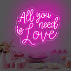 All You Need Is Love Neon Sign, Wedding LED Neon Light, Wedding Party Backdrop Wall Decor Valentine's Day Personalized Gift, Couple Room Light, Bar Home Lamp Party Dorm Living Room-Pink-14"x12" - Image 2