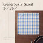 Urban Villa Cloth Napkins Cotton 20x20 (Set of 12) Blue Sand Checks - Image 6