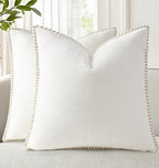 decorUhome Soft Chenille Throw Pillow Covers 22x22 Set of 2 Cream White by decorUhome