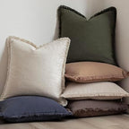 Foindtower Decorative Linen Fringe Throw Pillow Covers 22×22 Dark Green - Image 6