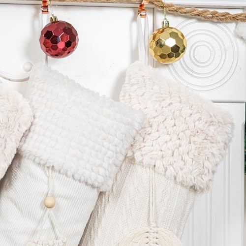 BHD BEAUTY Bohemian Style Christmas Stocking Set of 6 Tassel Xmas Stocking Boho Macrame Decorations Farmhouse Mantel Hanging Ornament for Xmas Holiday Party - Image 5