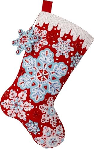 Bucilla Felt Applique 18" Stocking Making Kit, Frosty Flurries, Perfect for DIY Arts and Crafts, 89735E by Bucilla