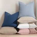decorUhome Fall Blue Linen Throw Pillow Covers 26x26 Set of 2 - Image 5