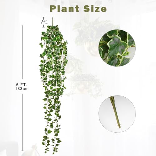 Hollyone Artificial Hanging Plants 6FT Fake Ivy Vine Faux Ivy Leaves Hanging Plant Greenery for Wall House Room Patio Indoor Outdoor Home Shelf Office Wedding Decor - Image 2
