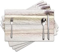 Farmhouse Placemats Set of 4 - Driftwood Faux Leather Heat Resistant Placemat for Dinner Table, Non-Slip Waterproof Oil-Proof Washable Reusable for Indoor Outdoor Kitchen Decor, 15.75In*11.81In by Unknown