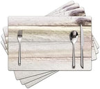 Farmhouse Placemats Set of 4 - Driftwood Faux Leather Heat Resistant Placemat for Dinner Table, Non-Slip Waterproof Oil-Proof Washable Reusable for Indoor Outdoor Kitchen Decor, 15.75In*11.81In by Unknown
