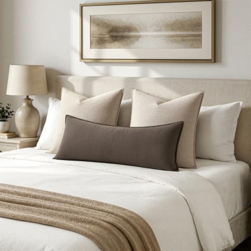MIULEE Decorative Linen Lumbar Pillow Cover 14x36 Inch Coffee - Image 3