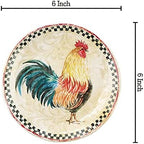 UPware Country Rooster Melamine Round Dessert Plates, Small Serving Plates, for Appetizer, Snacks, and Side Dishes, Multicolor, 6 Inch, Set of 4 - Image 2