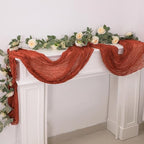 Snowkingdom 6PCS 10Ft Fall Thanksgiving Table Runner Terracotta Rust Cheesecloth Gauze, 120 inch Long Burnt Orange Boho Cheese Cloth for Wedding Bridal Shower Rustic Sheer Table Decorations - Image 6