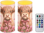 Valentines Day Decor Flameless Candles Battery Candles with Remote Control Pink LED Pillar Candles Electric Fake Plastic Candles for Home Room Bedroom Holiday Decorations Set of 2 - Image 2