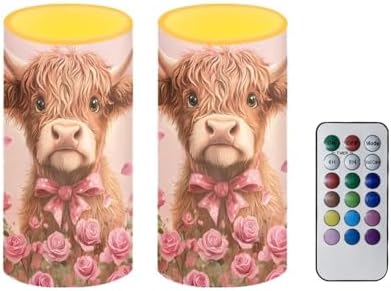 Valentines Day Decor Flameless Candles Battery Candles with Remote Control Pink LED Pillar Candles Electric Fake Plastic Candles for Home Room Bedroom Holiday Decorations Set of 2 - Image 2