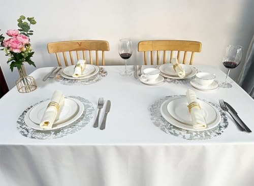 Silver Disposable Placemats 13 Inch Metallic Foil Place Mats Pressed 100 Pack Thin Doilies Table Mats for Home Decoration Dining Table Wedding Birthday Party - Image 6