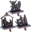 Christmas Stocking Holder Set of 3 Metal Nativity Stockings Hanger Hook Mantle or Fireplace Decor Vintage Decorations Nativity Christmas Stocking Fireplace Holders for Mantle(Nativity,3) by ONEPTY