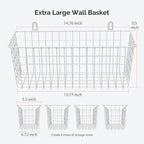 MaraFansie Wire Basket 4-Pack [Extra Large] Hanging Wall Organizer Cabinet Storage Basket Wall Mounted Shelves Rustic Farmhouse Decor for Home Kitchen Bathroom, White - Image 2