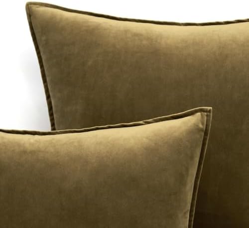 MIULEE Decorative Olive Green Velvet Euro Sham Throw Pillow Covers 24x24 in - Image 6