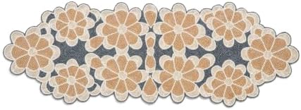 Hand Beaded Gold Silver Floral Runner 13x36 Holiday Décor by HomebiaDesigns