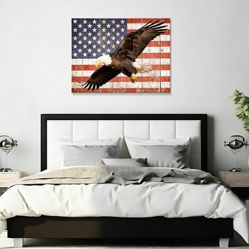 HomeifHue July 4th Patriotic Canvas Wall Art 4th of July USA Decorations American Flag Painting Picture Eagle Pictures for Wall Decor Independence Day Home Decor（F3 16x24in） - Image 5
