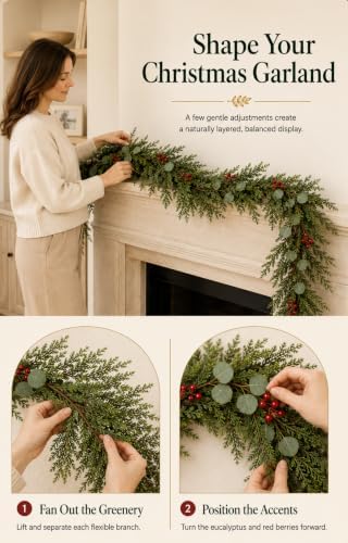 9FT Artificial Christmas Garland with Berries and Eucalyptus - Image 4