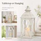TRIROCKS Elegant Vintage Lantern - Decorative 13.5'' Metal & Glass Candle Holder - Perfect for Indoor & Outdoor Use, Patio, Garden, Parties - Sophisticated White & Gold Brushed Finish - Image 5