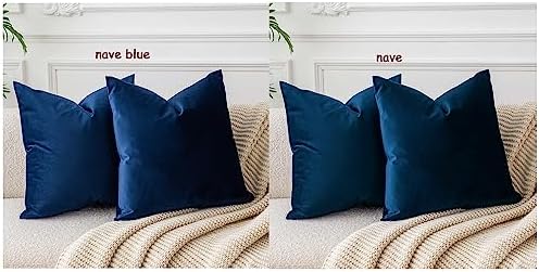 JUSPURBET 28x28 Euro Velvet Throw Pillow Covers Set of 2,Navy - Image 2