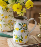 Vintage Lemon Ceramic Vase with Handle, Retro Ice Glazed Crack Farmhouse Pitcher Vase for Home Decor, Living Room, Shelf, Office, Rustic Table Centerpiece 7 Inch by TEWEIQI