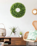 20 Inch Artificial Boxwood Wreath for Front Door, UV Resistant Outdoor Green Wreath, Waterproof Weather Resistant Spring Summer Farmhouse Porch Wall Decor for Home Wedding Indoor Decorations - Image 6