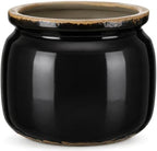 7.7" Large Ceramic Plant Pot Black Vintage Planter Crackle Glaze Decorative Antique Flowers Pot with Drainage for Indoor Outdoor Plants Home Shelf Kitchen Office Patio Decor Gift by Unknown