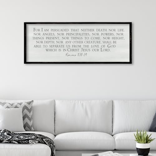 ZZJJHYWGQ Christian Wall Art Romans 8:38-39 Bible Verse Sign 32"×12" Black - Image 3