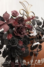 Ling's moment Welcome Sign Flowers, Wedding Floral Swag, Black and Burgundy - Image 3