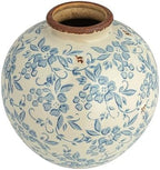 Creative Co-Op DF2720 8" H Terracotta Floral Transferware Pattern & Crackle Finish Vase, Blue by Unknown
