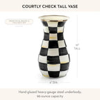 MACKENZIE-CHILDS Enamel Tall Vase, Black-and-White Courtly Check - Image 4